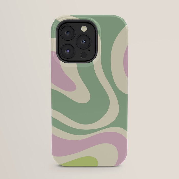 Modern Retro Liquid Swirl Abstract in Soft Pastel Lavender Pink Lime Green Cream iPhone Case Gallery Image 23
