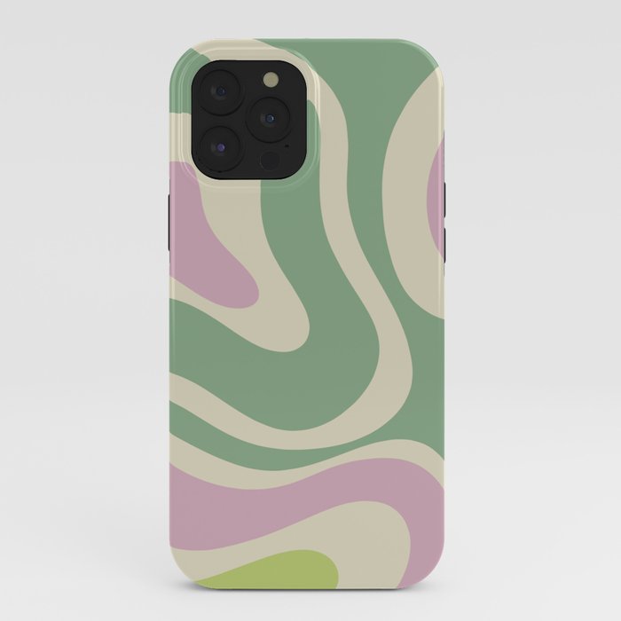 Modern Retro Liquid Swirl Abstract in Soft Pastel Lavender Pink Lime Green Cream iPhone Case Gallery Image 40