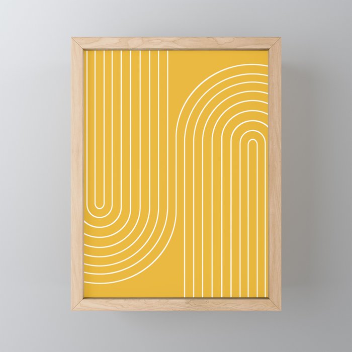 Minimal Line Curvature VIII Golden Yellow Mid Century Modern Arch Abstract Mini Art Print Gallery Image 1