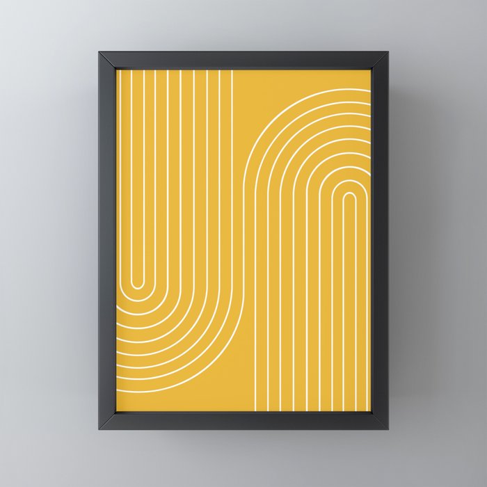 Minimal Line Curvature VIII Golden Yellow Mid Century Modern Arch Abstract Mini Art Print Gallery Image 3