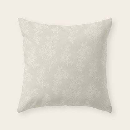 Botanical Cottage Floral Pattern in Light Mushroom Beige and Cream Throw Pillow Gallery Image 6