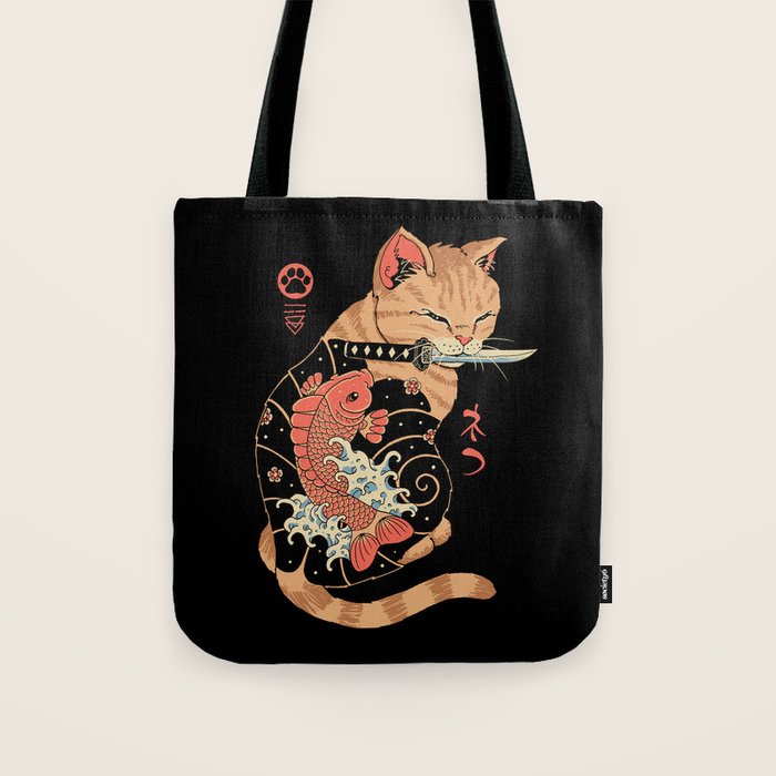 Carp Tattooed Cat Tote Bag Gallery Image 1