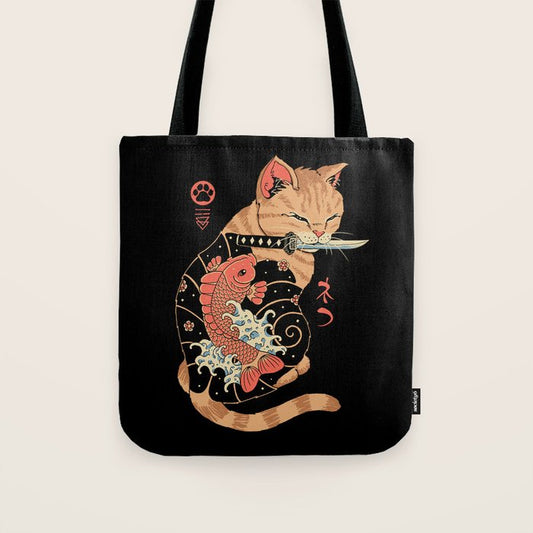 Carp Tattooed Cat Tote Bag Gallery Image 1