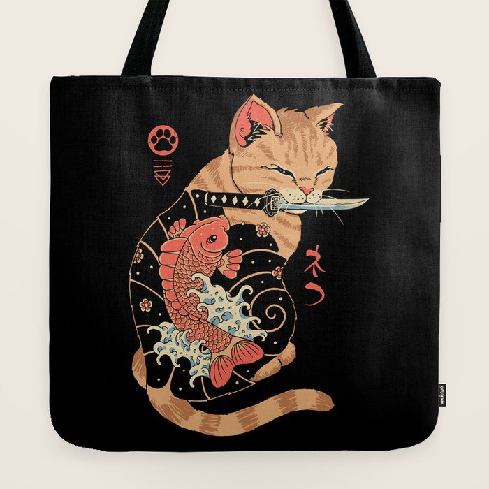 Carp Tattooed Cat Tote Bag Gallery Image 2