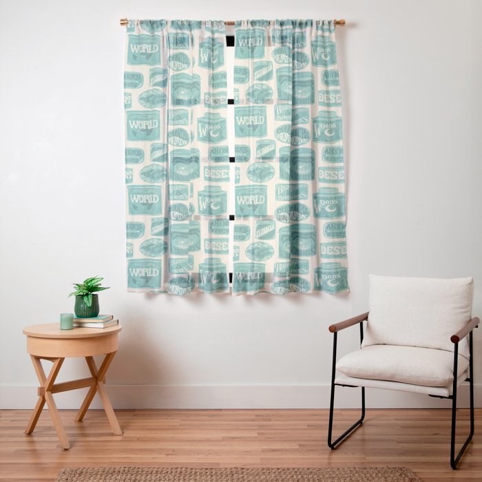 Vagabondâs Cupboard - teal and cream Window Curtain Gallery Image 19