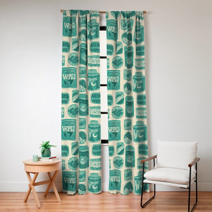 Vagabondâs Cupboard - teal and cream Window Curtain Gallery Image 8