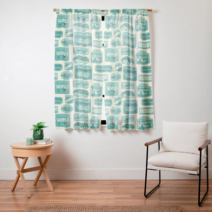 Vagabondâs Cupboard - teal and cream Window Curtain Gallery Image 15
