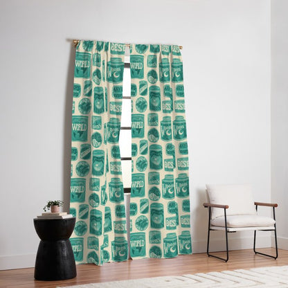 Vagabondâs Cupboard - teal and cream Window Curtain Gallery Image 2