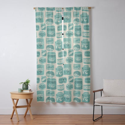 Vagabondâs Cupboard - teal and cream Window Curtain Gallery Image 13