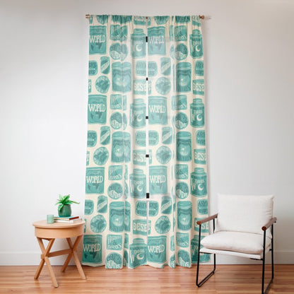 Vagabondâs Cupboard - teal and cream Window Curtain Gallery Image 16
