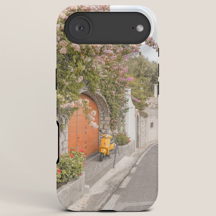Floral Road on Capri Island | Pastel Color Street in Italy Summer Art Print | Wanderlust Vibes Travel Photography iPhone Case Gallery Image 6