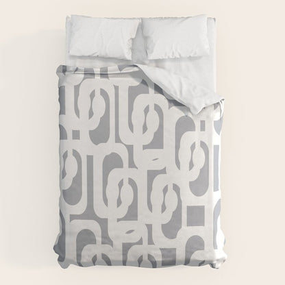 Mid Century Modern Loops Pattern in White and Gray Duvet Cover Gallery Image 1