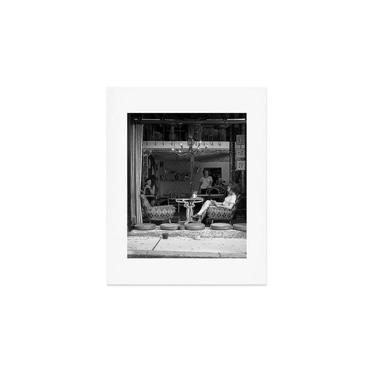 Morning coffee in a cafe - Black and white street photography Art Print Gallery Image 1