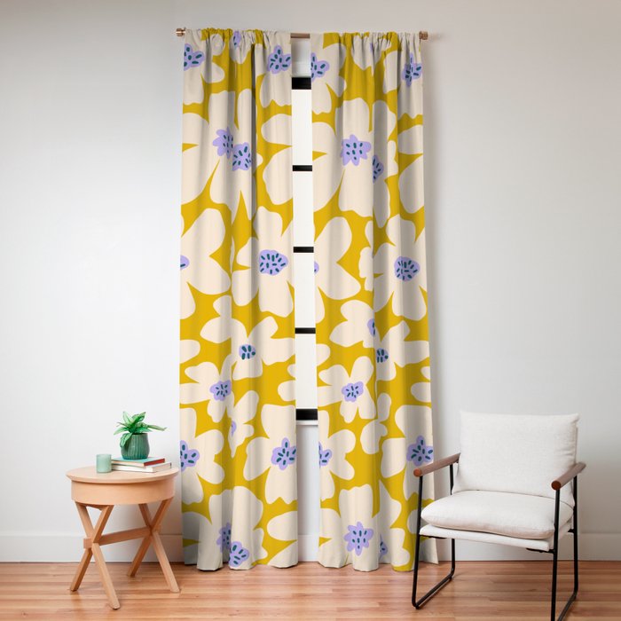 Retro Daisy - yellow, white and purple Window Curtain Gallery Image 4