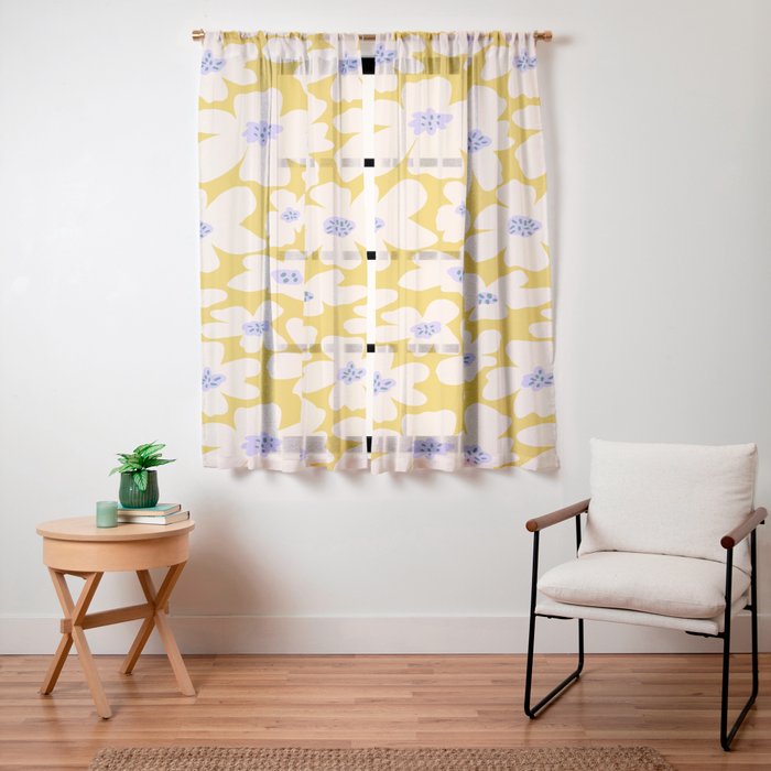 Retro Daisy - yellow, white and purple Window Curtain Gallery Image 23