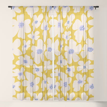 Retro Daisy - yellow, white and purple Window Curtain Gallery Image 21