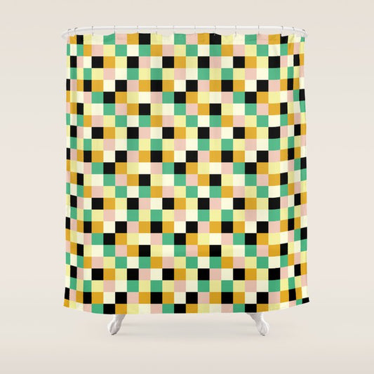 Bold Colorful Checks Pattern - Small XXXIII Shower Curtain Gallery Image 1