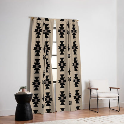 Southwestern Arrow Pattern 232 Black and Beige Window Curtain Gallery Image 2