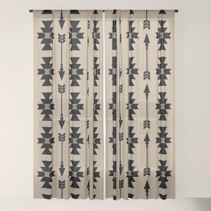 Southwestern Arrow Pattern 232 Black and Beige Window Curtain Gallery Image 22