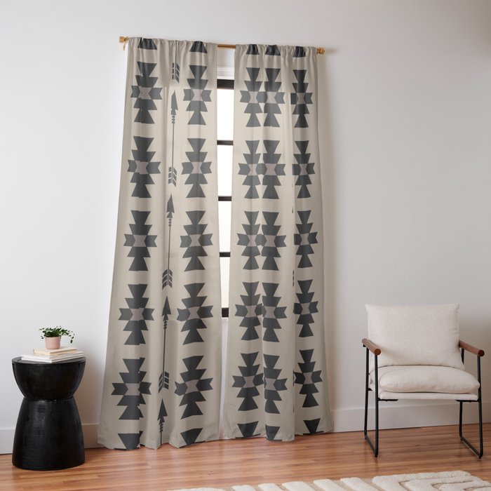 Southwestern Arrow Pattern 232 Black and Beige Window Curtain Gallery Image 10