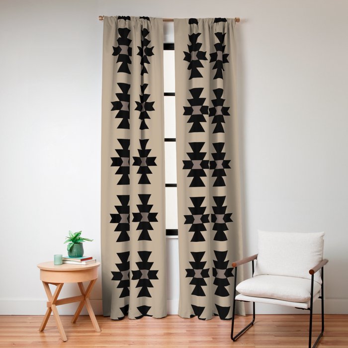 Southwestern Arrow Pattern 232 Black and Beige Window Curtain Gallery Image 8