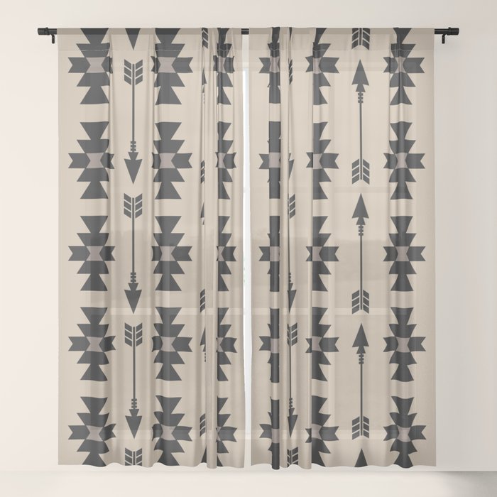 Southwestern Arrow Pattern 232 Black and Beige Window Curtain Gallery Image 21