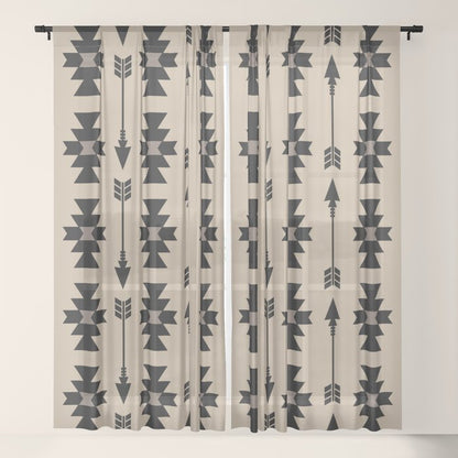 Southwestern Arrow Pattern 232 Black and Beige Window Curtain Gallery Image 17