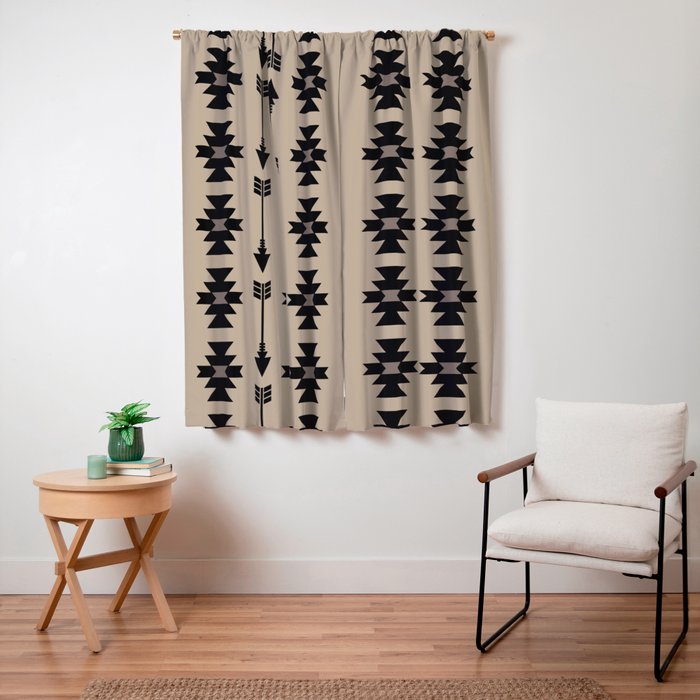 Southwestern Arrow Pattern 232 Black and Beige Window Curtain Gallery Image 7
