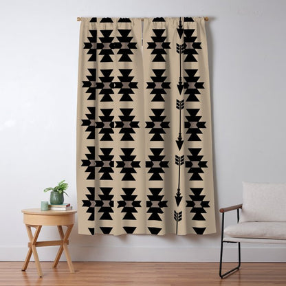 Southwestern Arrow Pattern 232 Black and Beige Window Curtain Gallery Image 1