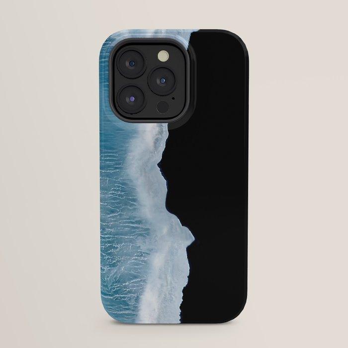 Minimalist wave crashing on a black sand beach in Iceland â Ocean Landscape Photography iPhone Case Gallery Image 31