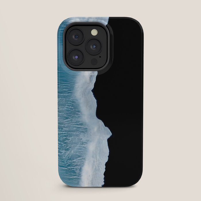 Minimalist wave crashing on a black sand beach in Iceland â Ocean Landscape Photography iPhone Case Gallery Image 27