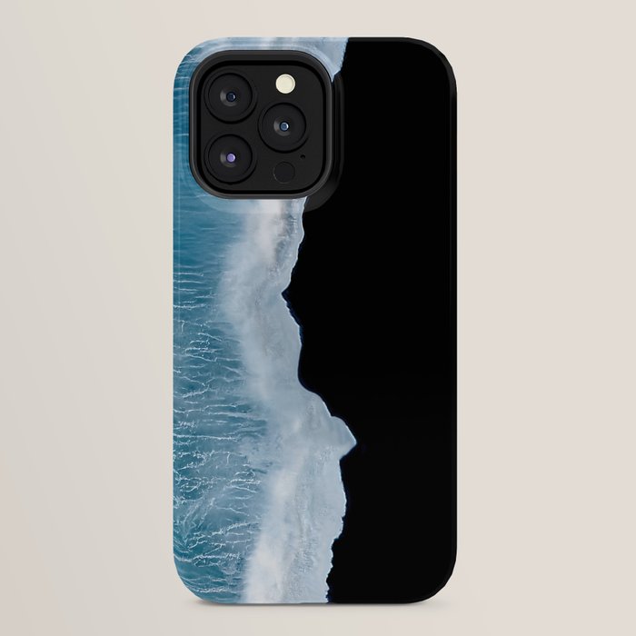 Minimalist wave crashing on a black sand beach in Iceland â Ocean Landscape Photography iPhone Case Gallery Image 32