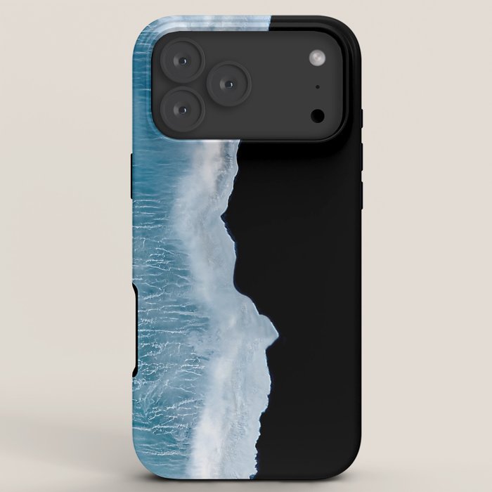 Minimalist wave crashing on a black sand beach in Iceland â Ocean Landscape Photography iPhone Case Gallery Image 8
