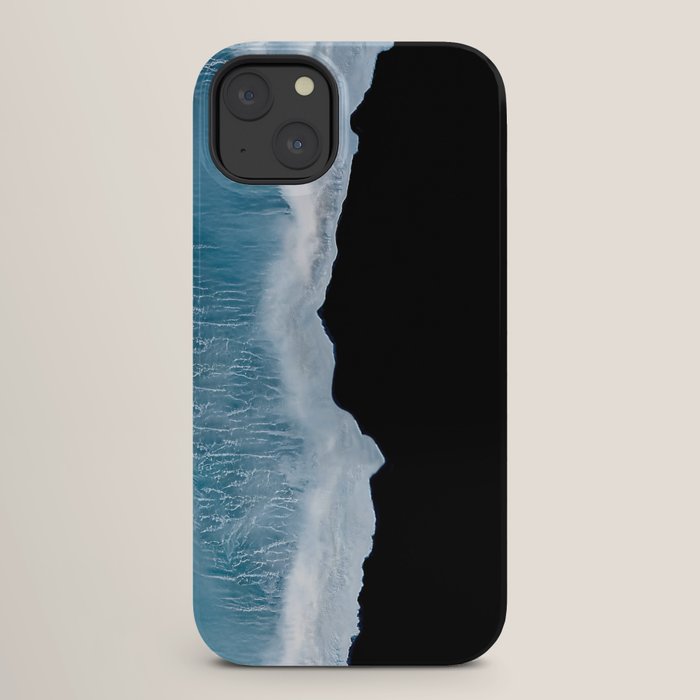 Minimalist wave crashing on a black sand beach in Iceland â Ocean Landscape Photography iPhone Case Gallery Image 26