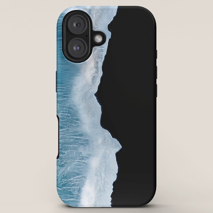 Minimalist wave crashing on a black sand beach in Iceland â Ocean Landscape Photography iPhone Case Gallery Image 5