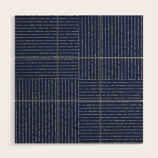 Lines III (Navy) Wood Wall Art Gallery Image 1