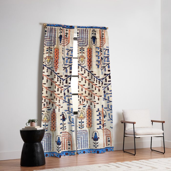 Floral Garden Persian Rug Print Window Curtain Gallery Image 2