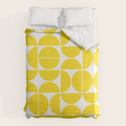 Mid Century Modern Geometric 04 Lemon Yellow Duvet Cover Gallery Image 6