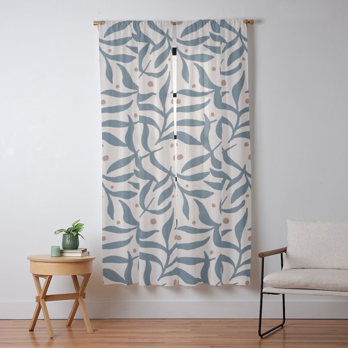 Branches and Berries - Teal and Mocha Window Curtain Gallery Image 9