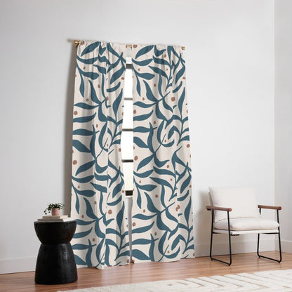Branches and Berries - Teal and Mocha Window Curtain Gallery Image 2