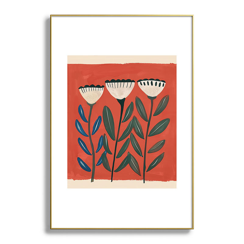 Terracotta Folk Blooms Framed Art Print Gallery Image 94