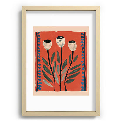 Terracotta Poppy Pod Folk Art Framed Art Print Gallery Image 71