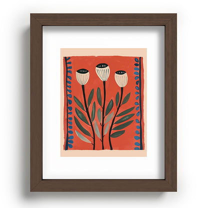 Terracotta Poppy Pod Folk Art Framed Art Print Gallery Image 64