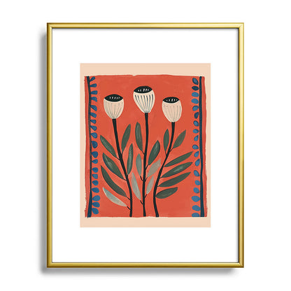 Terracotta Poppy Pod Folk Art Framed Art Print Gallery Image 89