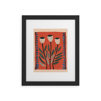 Terracotta Poppy Pod Folk Art Framed Art Print Gallery Image 32