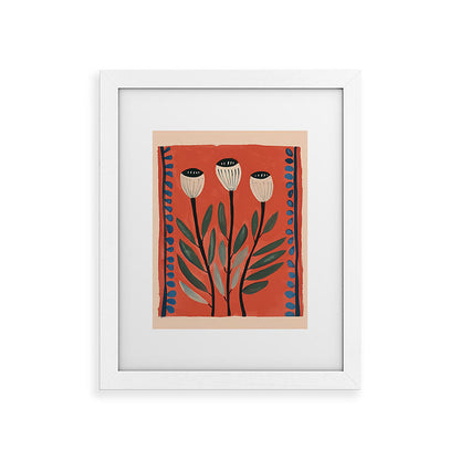 Terracotta Poppy Pod Folk Art Framed Art Print Gallery Image 50