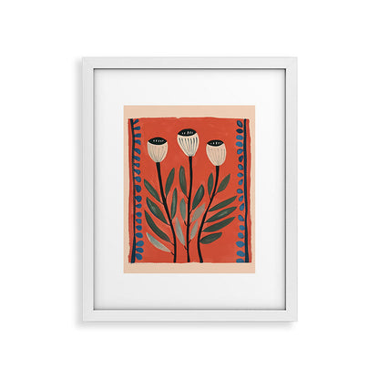 Terracotta Poppy Pod Folk Art Framed Art Print Gallery Image 23