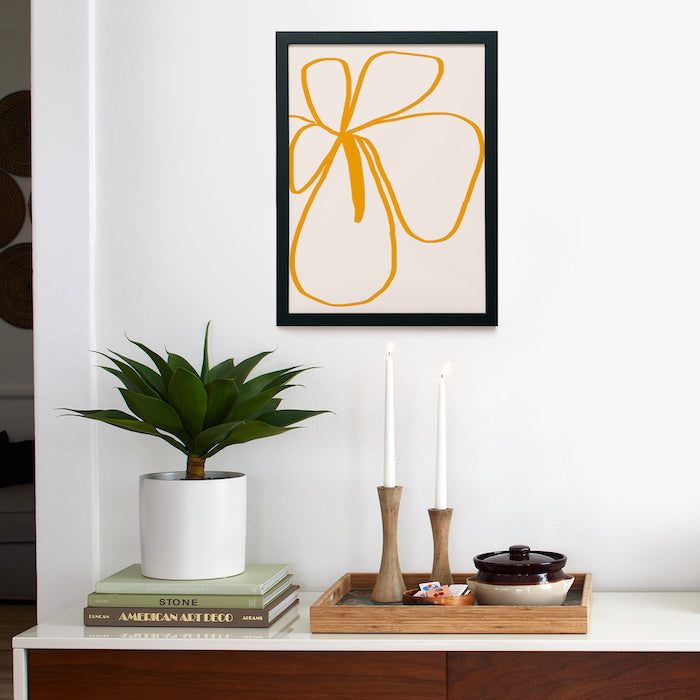Minimal Flora 2 Yellow Framed Poster 12x16