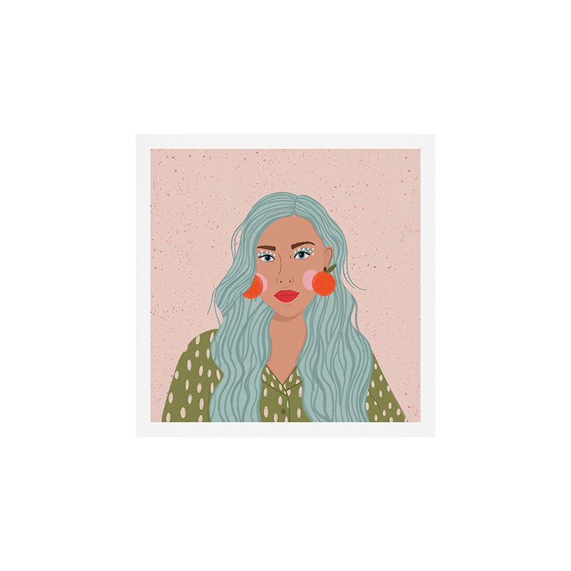 Woman Portrait- Clementines Earrings Art Print Gallery Image 2