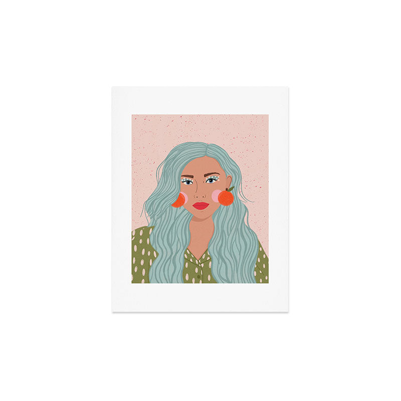 Woman Portrait- Clementines Earrings Art Print Gallery Image 3